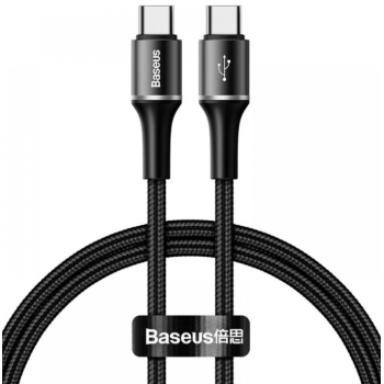 CABLU alimentare si date Baseus Halo, Fast Charging Data Cable pt. smartphone, USB Type-C la USB Type-C 60W(20V/3A), brodat, 1m, negru CATGH-J01 (timbru verde 0.18 lei) - 6953156216266 