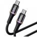 CABLU alimentare si date Baseus Halo, Fast Charging Data Cable pt. smartphone, USB Type-C la USB Type-C 60W(20V/3A), brodat, 1m, negru CATGH-J01 (timbru verde 0.18 lei) - 6953156216266 