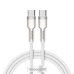 CABLU alimentare si date Baseus Cafule Metal, Fast Charging Data Cable pt. smartphone, USB Type-C la USB Type-C 100W, braided, 1m, alb CATJK-C02 (timbru verde 0.18 lei) - 6953156202337 