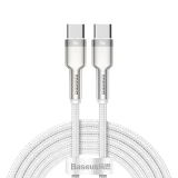 CABLU alimentare si date Baseus Cafule Metal, Fast Charging Data Cable pt. smartphone, USB Type-C la USB Type-C 100W, braided, 2m, alb CATJK-D02 (timbru verde 0.18 lei) - 6953156202375 