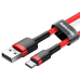 CABLU alimentare si date Baseus Cafule, Fast Charging Data Cable pt. smartphone, USB la USB Type-C 3A, 1m, rosu CATKLF-B09 (timbru verde 0.08 lei) - 6953156278196 