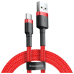 CABLU alimentare si date Baseus Cafule, Fast Charging Data Cable pt. smartphone, USB la USB Type-C 3A, 1m, rosu CATKLF-B09 (timbru verde 0.08 lei) - 6953156278196 