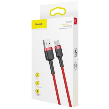 CABLU alimentare si date Baseus Cafule, Fast Charging Data Cable pt. smartphone, USB la USB Type-C 3A, 1m, rosu CATKLF-B09 (timbru verde 0.08 lei) - 6953156278196 