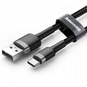 CABLU alimentare si date Baseus Cafule, Fast Charging Data Cable pt. smartphone, USB la USB Type-C 3A, 1m, gri + negru CATKLF-BG1 (timbru verde 0.08 lei) - 6953156278202 