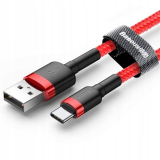 CABLU alimentare si date Baseus Cafule, Fast Charging Data Cable pt. smartphone, USB la USB Type-C 2A, 2m, rosu CATKLF-C09 (timbru verde 0.08 lei) - 6953156278226 