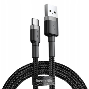 CABLU alimentare si date Baseus Cafule, Fast Charging Data Cable pt. smartphone, USB la USB Type-C 2A, 2m, gri + negru CATKLF-CG1 (timbru verde 0.08 lei) - 6953156278233 