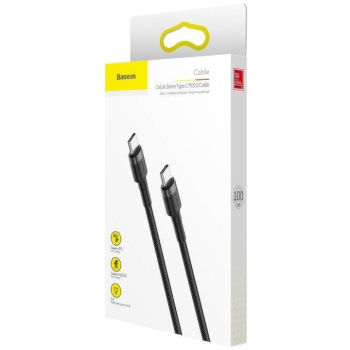 CABLU alimentare si date Baseus Cafule, Fast Charging Data Cable pt. smartphone, USB Type-C la USB Type-C 3A / 60W, 1m, gri + negru CATKLF-GG1 (timbru verde 0.08 lei) - 6953156285200 