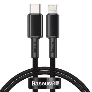 CABLU alimentare si date Baseus High Density Braided, Fast Charging Data Cable pt. smartphone, USB Type-C la Lightning Iphone PD 20W, braided, 1m, negru CATLGD-01 (timbru verde 0.18 lei) - 695315623 