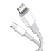 CABLU alimentare si date Baseus High Density Braided, Fast Charging Data Cable pt. smartphone, USB Type-C la Lightning Iphone PD 20W, braided, 2m, alb CATLGD-A02 (timbru verde 0.18 lei) - 6953156231 