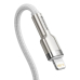 CABLU alimentare si date Baseus Cafule Metal, Fast Charging Data Cable pt. smartphone, USB Type-C la Lightning Iphone PD 20W, braided, 2m, alb CATLJK-B02 (timbru verde 0.18 lei) - 6953156202115 