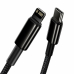 CABLU alimentare si date Baseus Tungsten Gold, Fast Charging Data Cable pt. smartphone, USB Type-C la Lightning Iphone 20W, braided, 1m, rezistent zgarieturi, negru CATLWJ-01 (timbru verde 0.18 lei) 