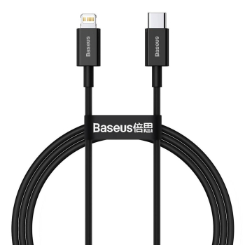 CABLU alimentare si date Baseus Superior, Fast Charging Data Cable pt. smartphone, USB Type-C la Lightning Iphone PD 20W, 1m, negru CATLYS-A01 (timbru verde 0.08 lei) - 6953156205307 