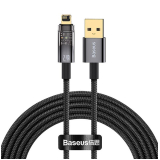 CABLU alimentare si date Baseus Explorer, Fast Charging Data Cable pt. smartphone, USB la Lightning Iphone 2.4A, 1m, Auto Power-Off, negru transparent CATS000401 (timbru verde 0.18 lei) - 6932172605 