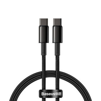 CABLU alimentare si date Baseus Tungsten Gold, Fast Charging Data Cable pt. smartphone, USB Type-C la USB Type-C 100W, braided, 2m, negru CATWJ-A01 (timbru verde 0.18 lei) - 6953156232068 
