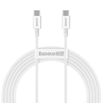 CABLU alimentare si date Baseus Superior, Fast Charging Data Cable pt. smartphone, USB Type-C la USB Type-C 100W, 2m, alb CATYS-C02 (timbru verde 0.08 lei) - 6953156208469 