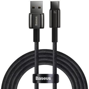 CABLU alimentare si date Baseus, Fast Charging Data Cable pt. smartphone, USB la USB Type-C (T), 100W, 480Mbps, aliaj zinc, braided(nylon), 1m, negru, CAWJ000001 (include TV 0.18lei) - 6932172618087 