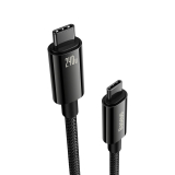 CABLU alimentare si date Baseus Tungsten Gold, Fast Charging Data Cable pt. smartphone, USB Type-C la USB Type-C 240W, braided, 2m, negru CAWJ040101 (timbru verde 0.18 lei) - 6932172628833 