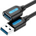 Cablu USB prelungitor Vention, USB 3.2 gen 1 (T) la USB 3.2 gen 1 (M), 1m rata transfer 5 Gbps, invelis PVC, negru, CBHBF (timbru verde 0.18 lei) - 6922794748866 