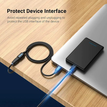 Cablu USB prelungitor Vention, USB 3.2 gen 1 (T) la USB 3.2 gen 1 (M), 1m rata transfer 5 Gbps, invelis PVC, negru, CBHBF (timbru verde 0.18 lei) - 6922794748866 