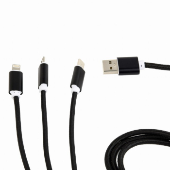 CABLU alimentare si date GEMBIRD, telefon, 3 + 1, USB 2.0 (T) la Lightning (T) + Micro-USB 2.0 (T) + USB 2.0 Type-C (T), 1m, cablu cu impletire din bumbac, incarcare simultana a 3 tipuri de telefoane, CABLU alimentare si date GEMBIRD, telefon, 3 + 1, USB 2.0 (T) la Lightning (T) + Micro-USB 2.0 (T) + USB 2.0 Type-C (T), 1m, cablu cu impletire din bumbac, incarcare simultana a 3 tipuri de telefoane,