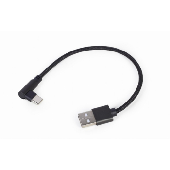 CABLU alimentare si date GEMBIRD, pt. smartphone, USB 2.0 (T) la USB 2.0 Type-C (T) 90 grade, 0.2m, negru, CC-USB2-AMCML-0.2M (timbru verde 0.08 lei) 