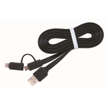 CABLU alimentare si date GEMBIRD, pt. smartphone, 2 + 1, USB 2.0 (T) la Lightning (T) + Micro-USB 2.0 (T), 1m, negru, CC-USB2-AMLM2-1M (timbru verde 0.08 lei) 