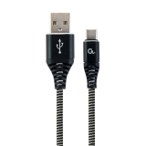 CABLU alimentare si date GEMBIRD, pt. smartphone, USB 2.0 (T) la USB 2.0 Type-C (T), 2m, premium, cablu metalic, negru cu insertii albe, CC-USB2B-AMCM-2M-BW (timbru verde 0.08 lei) CABLU alimentare si date GEMBIRD, pt. smartphone, USB 2.0 (T) la USB 2.0 Type-C (T), 2m, premium, cablu metalic, negru cu insertii albe, CC-USB2B-AMCM-2M-BW (timbru verde 0.08 lei)