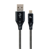 CABLU alimentare si date GEMBIRD, pt. smartphone, USB 2.0 (T) la Micro-USB 2.0 (T), 1m, premium, cablu cu impletire din bumbac, negru cu insertii albe, CC-USB2B-AMmBM-1M-BW (timbru verde 0.08 lei) 