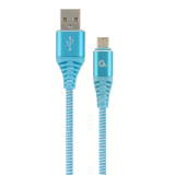 CABLU alimentare si date GEMBIRD, pt. smartphone, USB 2.0 (T) la Micro-USB 2.0 (T), 1m, premium, cablu cu impletire din bumbac, turcoaz cu insertii albe, CC-USB2B-AMmBM-1M-VW (timbru verde 0.08 lei) 