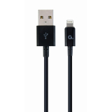 CABLU alimentare si date GEMBIRD, pt. smartphone, USB 2.0 (T) la Lightning (T), 2m, black, CC-USB2P-AMLM-2M (timbru verde 0.08 lei) 