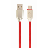 CABLU alimentare si date GEMBIRD, pt. smartphone, USB 2.0 (T) la USB 2.0 Type-C (T), 2m, premium, cablu din cauciuc, rosu, conectori argintii, CC-USB2R-AMCM-2M-R (timbru verde 0.08 lei) 