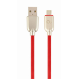 CABLU alimentare si date GEMBIRD, pt. smartphone, USB 2.0 (T) la Micro-USB 2.0 (T), 2m, premium, cablu din cauciuc, rosu, conectori argintii, CC-USB2R-AMmBM-2M-R (timbru verde 0.08 lei) 