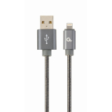 CABLU alimentare si date GEMBIRD, pt. smartphone, USB 2.0 (T) la Lightning (T), 1m, premium, cablu metalic, gri-metalic, cu insertii albe, CC-USB2S-AMLM-1M-BG (timbru verde 0.08 lei) CABLU alimentare si date GEMBIRD, pt. smartphone, USB 2.0 (T) la Lightning (T), 1m, premium, cablu metalic, gri-metalic, cu insertii albe, CC-USB2S-AMLM-1M-BG (timbru verde 0.08 lei)
