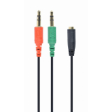 CABLU audio GEMBIRD Splitter stereo (2 x 3.5 mm jack T la 1 x 3.5 mm jack M), 20cm, negru CCA-418 (timbru verde 0.08 lei) 