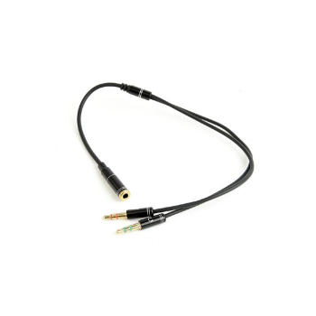 CABLU audio GEMBIRD Splitter stereo (2 x 3.5 mm jack T la 1 x 3.5 mm jack M), 20cm, metal, negru CCA-418M (timbru verde 0.18 lei) 