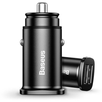 INCARCATOR AUTO Baseus Metal, QC3.0, 2 x USB, total output 30W, pt. bricheta auto, negru CCALL-DS01 (timbru verde 0.18 lei) - 6953156284180 
