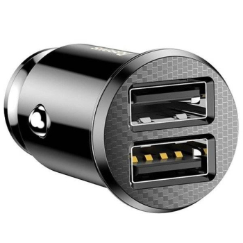 INCARCATOR auto Baseus Grain, 2 x USB Output 5V/3.1A, 15W total ambele porturi, pt. bricheta auto, negru CCALL-ML01 (timbru verde 0.18 lei) - 6953156276512 