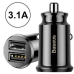 INCARCATOR auto Baseus Grain, 2 x USB Output 5V/3.1A, 15W total ambele porturi, pt. bricheta auto, negru CCALL-ML01 (timbru verde 0.18 lei) - 6953156276512 
