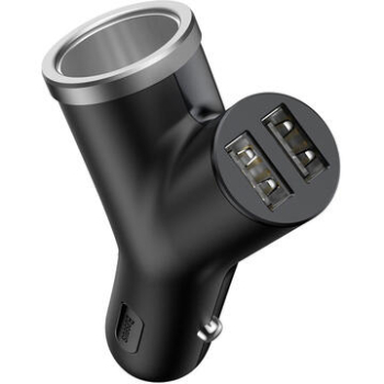 INCARCATOR auto Baseus Y type, Quick Charge 40W, 2 x USB Output 4.5V/5A + 1 x bricheta auto, pt. bricheta auto, negru CCALL-YX01 (timbru verde 0.18 lei) - 6953156280250 