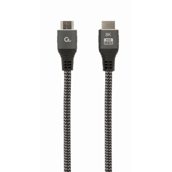 CABLU video GEMBIRD, HDMI (T) la HDMI (T), 2m, HDMI 2.1, premium, conectori auriti, rezolutie maxima 8K (7680 x 4320) la 60 Hz, 6mm diam, cupru, braided bumbac, negru, CCB-HDMI8K-2M (timbru verde 0. 