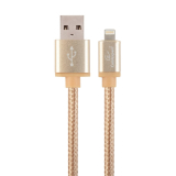 CABLU alimentare si date GEMBIRD, pt. smartphone, USB 2.0 (T) la Lightning (T), 1.8m, premium, conectori auriti, cablu cu impletire din bumbac, auriu, CCB-mUSB2B-AMLM-6-G (timbru verde 0.08 lei)  CABLU alimentare si date GEMBIRD, pt. smartphone, USB 2.0 (T) la Lightning (T), 1.8m, premium, conectori auriti, cablu cu impletire din bumbac, auriu, CCB-mUSB2B-AMLM-6-G (timbru verde 0.08 lei)