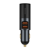 INCARCATOR auto Baseus Share Together, 2 x USB Output 5V/3A, 1 x bricheta auto, total output 120W, pt. bricheta auto, gri CCBT-D0G (timbru verde 0.18 lei) - 6953156206700 