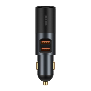 INCARCATOR auto Baseus Share Together, 2 x USB Output 5V/3A, 1 x bricheta auto, total output 120W, pt. bricheta auto, gri CCBT-D0G (timbru verde 0.18 lei) - 6953156206700 