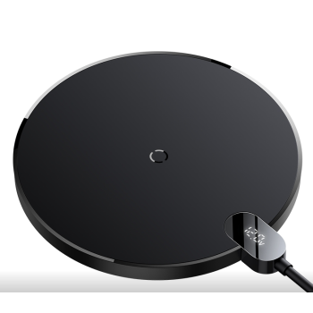 INCARCATOR wireless Baseus Digital LED Display Gen 2, 15W Qi, display digital, cablu Type-C la USB 1.5m inclus, negru CCED000001 (timbru verde 0.18 lei) - 6932172602208 