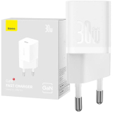 INCARCATOR retea Baseus, GaN5 Fast Charger 30W, 1 x USB Type-C 5V/3A, alb CCGN070502 (timbru verde 0.18 lei) - 6932172624446 