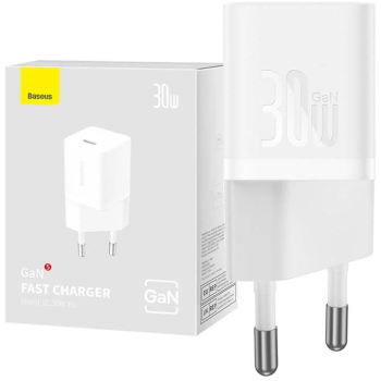 INCARCATOR retea Baseus, GaN5 Fast Charger 30W, 1 x USB Type-C 5V/3A, alb CCGN070502 (timbru verde 0.18 lei) - 6932172624446 
