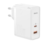INCARCATOR retea Baseus GaN5 Pro, Quick Charge 100W, 1 x USB, 1 x USB Type-C, include cablu USB Type-C la USB Type-C 100W 1m, alb CCGP090202 (timbru verde 0.18 lei) - 6932172608965 