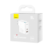 INCARCATOR retea Baseus GaN5 Pro, Quick Charge 100W, 1 x USB, 1 x USB Type-C, include cablu USB Type-C la USB Type-C 100W 1m, alb CCGP090202 (timbru verde 0.18 lei) - 6932172608965 
