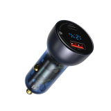 INCARCATOR auto Baseus Particular Digital Display QC + PPS, 1 x USB Output 4.5V/5A, 1 x USB Type-C Output 5V/3A, total output 65W, pt. bricheta auto, afisaj digital, gri CCKX-C0G (timbru verde 0.18 
