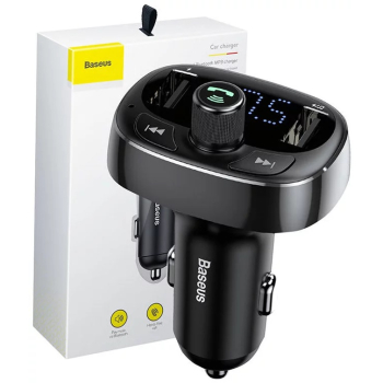 Baseus MODULATOR AUTO FM T-Typed, Bluetooth 4.2, 2 x USB 5V/3.4A max, 12V-24V, frecventa modulator FM: 87,5-108.0MHZ, format MP3/WAV/FLAC/APE/WMA, answer/reject/hang up/redial, black CCMT000301 (timbru ver 